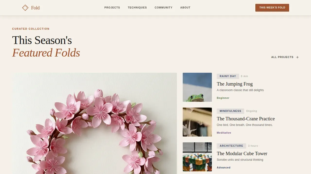 Premium Origami Blog | Free Website Template | Rocket