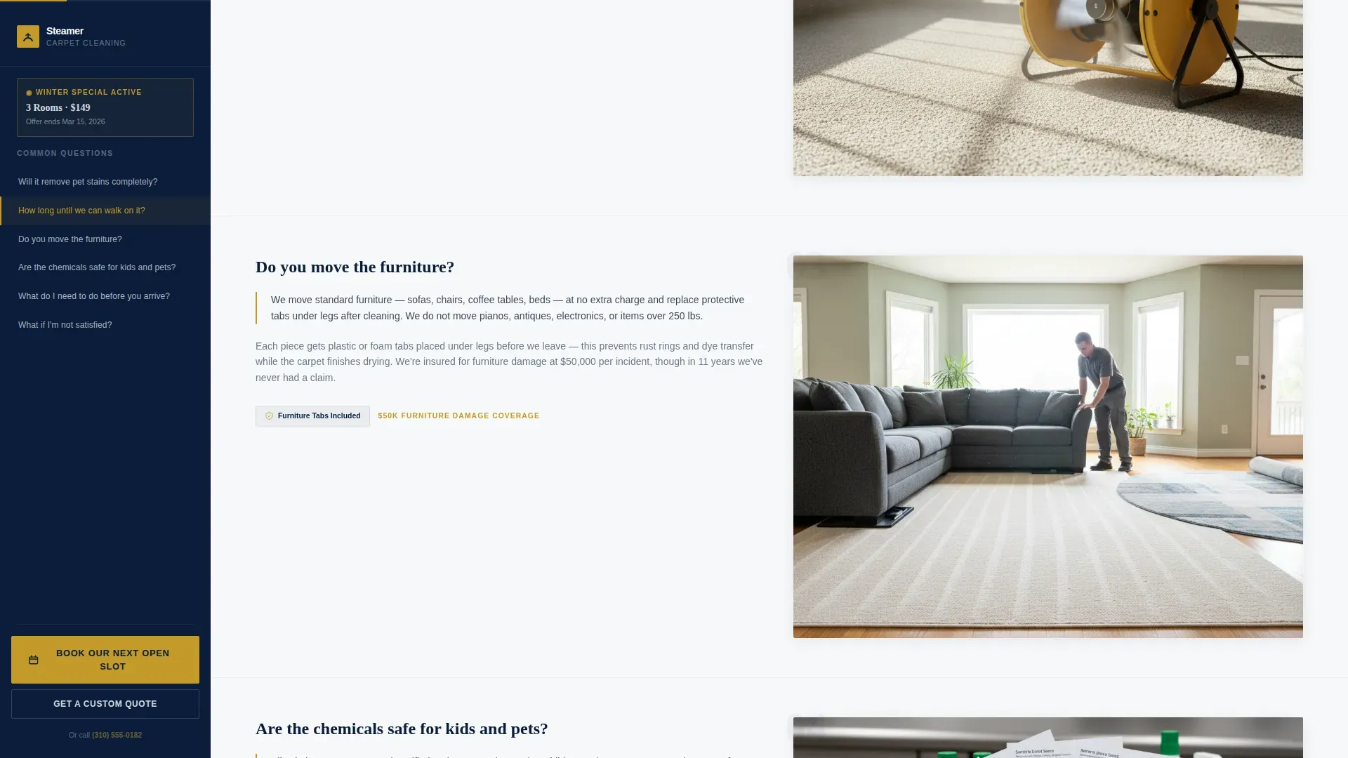 Carpet Cleaner Marketing Booking Website Template