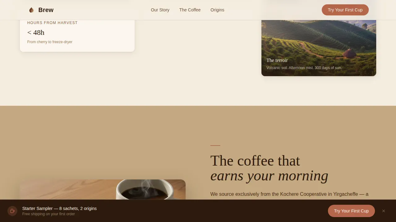 Coffee Roaster & Specialty Coffee Pricing Website Template