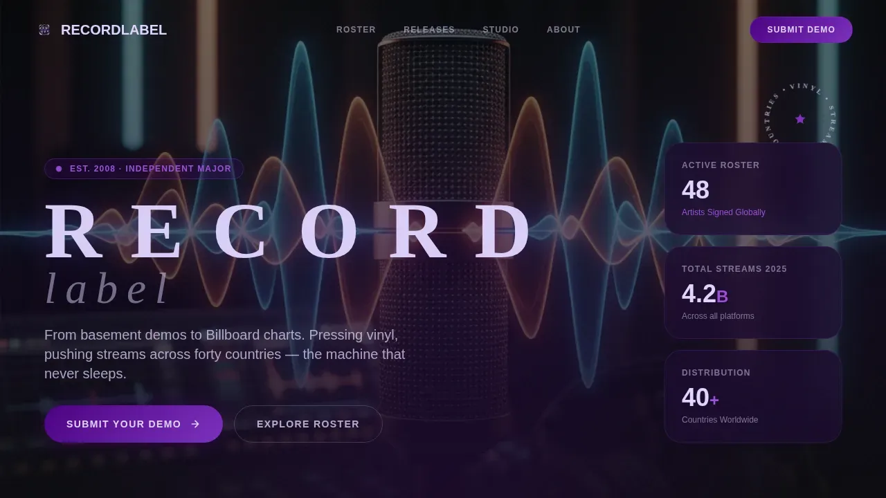 Record Label & Music Company Professional Website Template