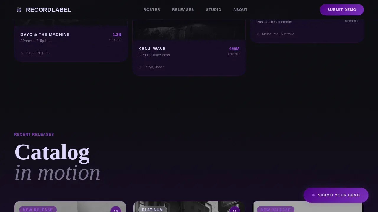 Record Label & Music Company Professional Website Template