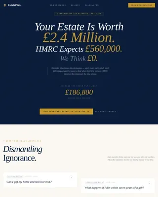 Estate & Succession Planning Cost Calculator Website Template