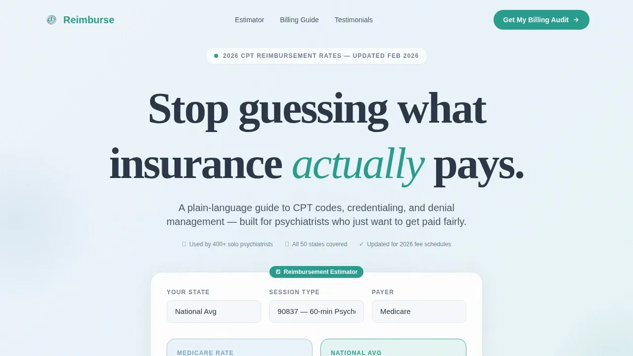 Psychiatrist Cost Calculator Website Template