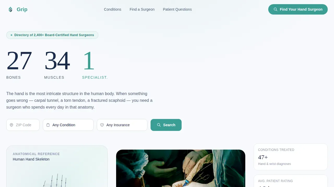 Hand Surgeon Booking Website Template