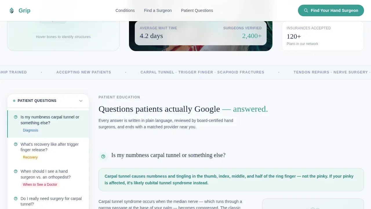Hand Surgeon Booking Website Template