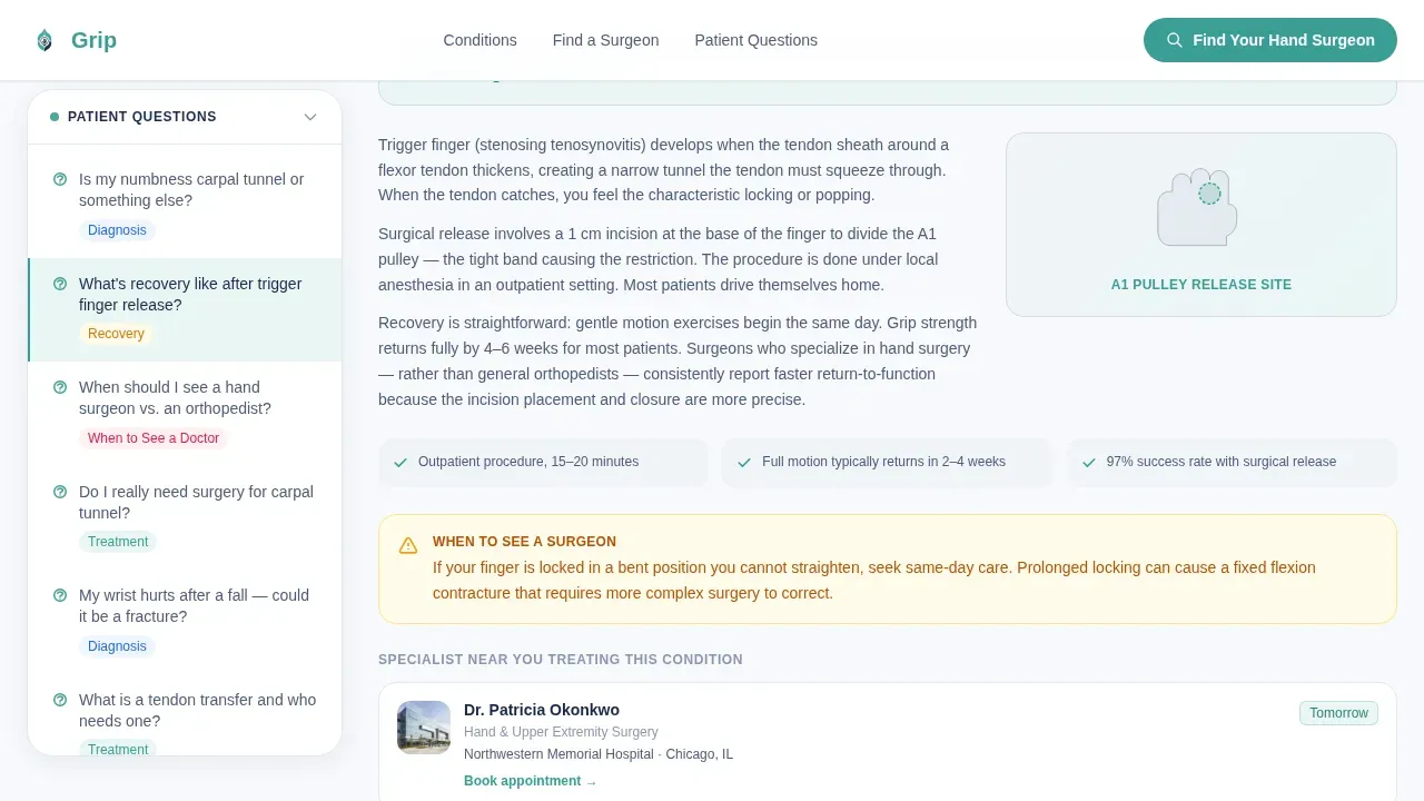 Hand Surgeon Booking Website Template