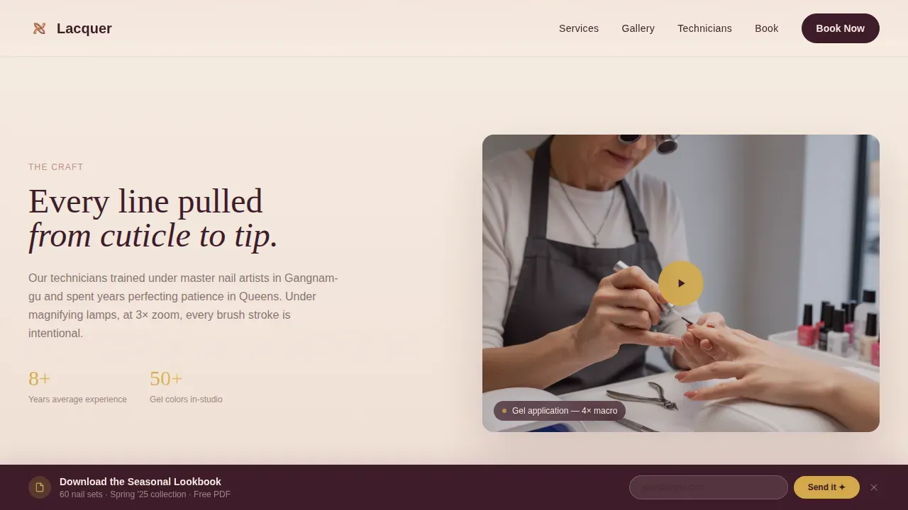Nail & Lash Studio Booking Website Template