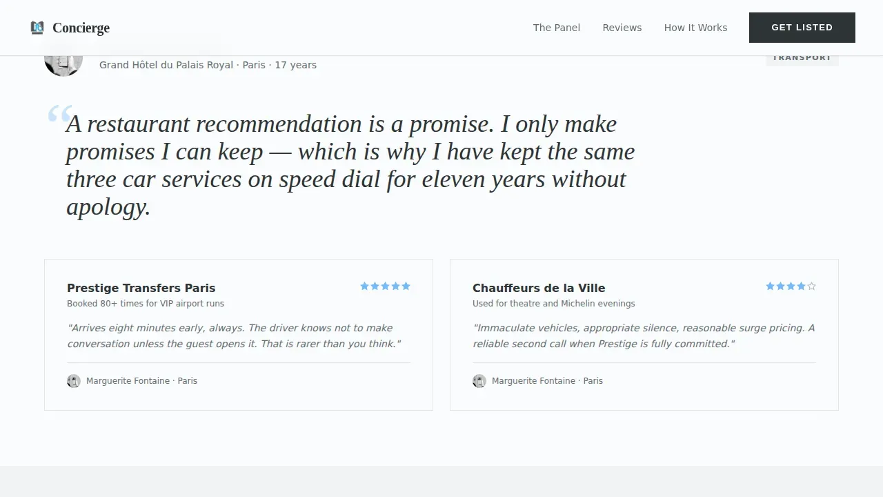 Hotel Concierge Reviews Website Template