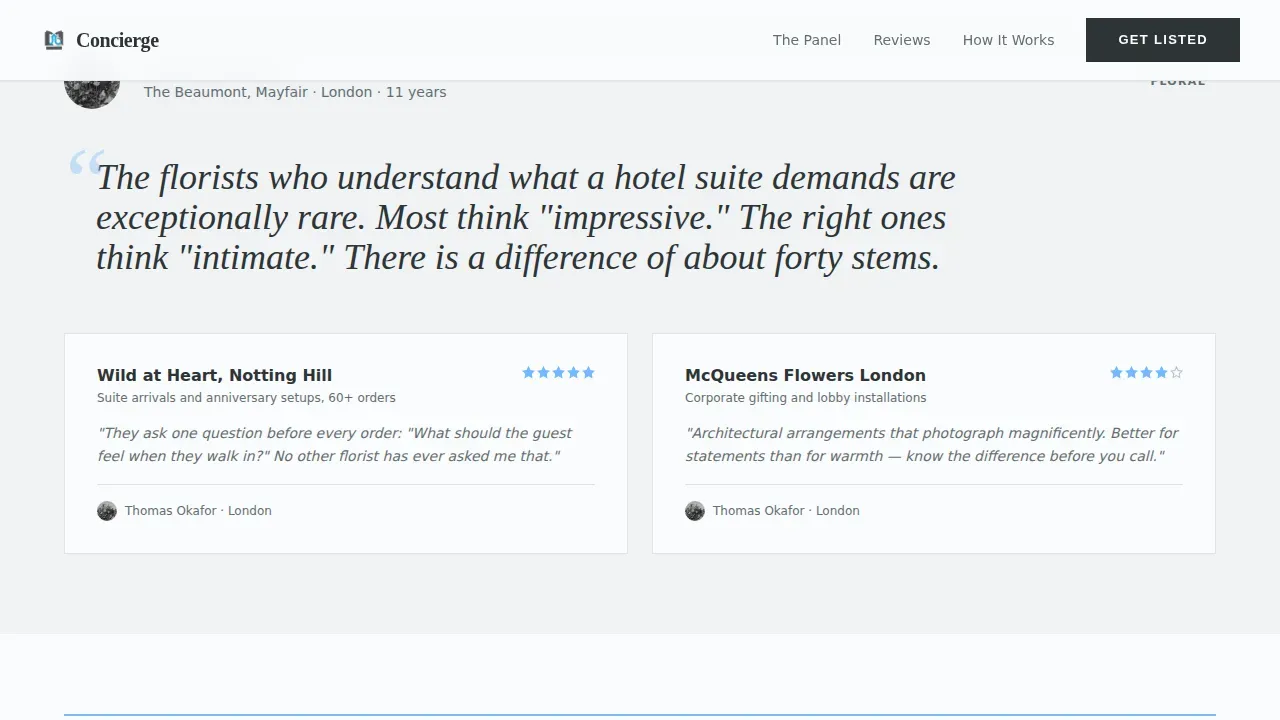Hotel Concierge Reviews Website Template