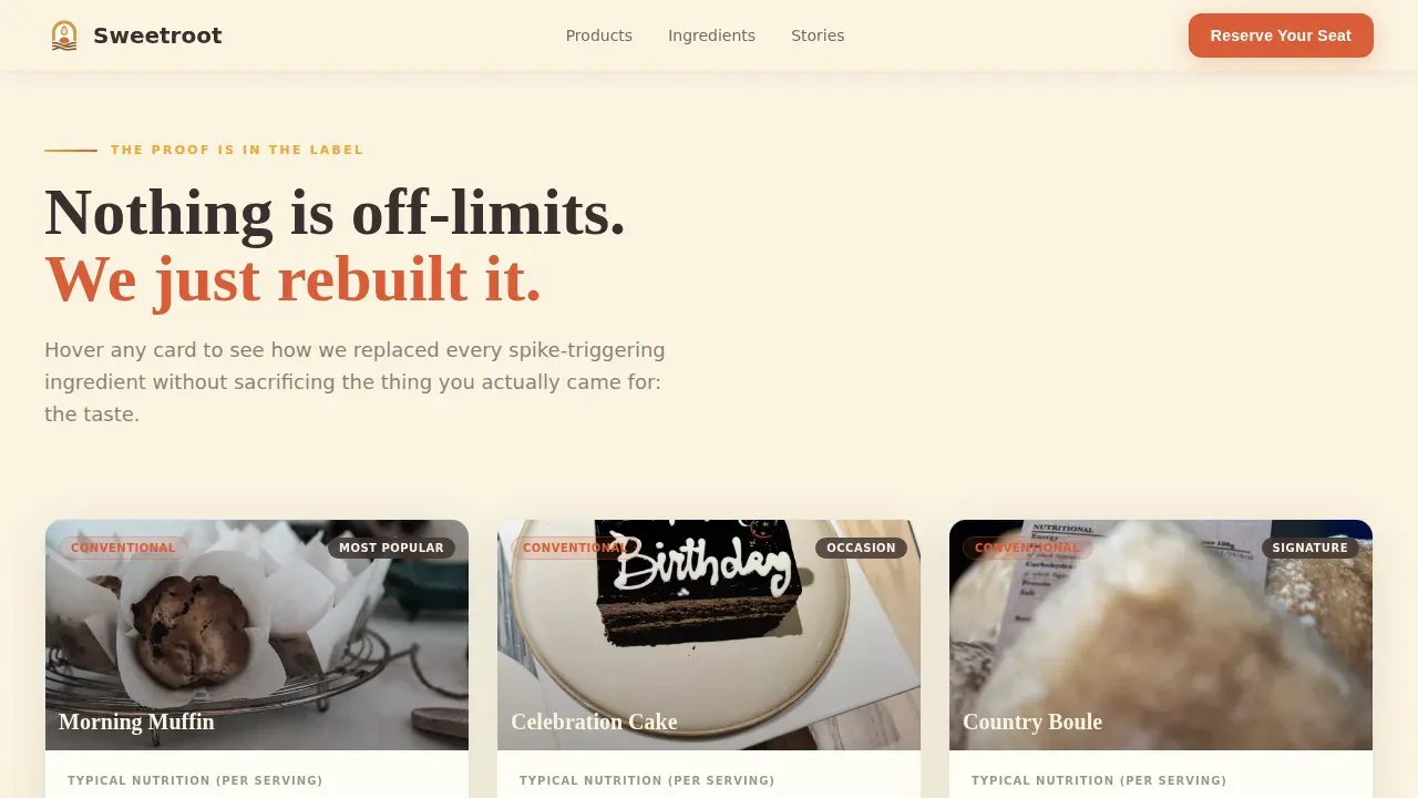 Diabetic-Friendly Bakery | Free Website Template | Rocket
