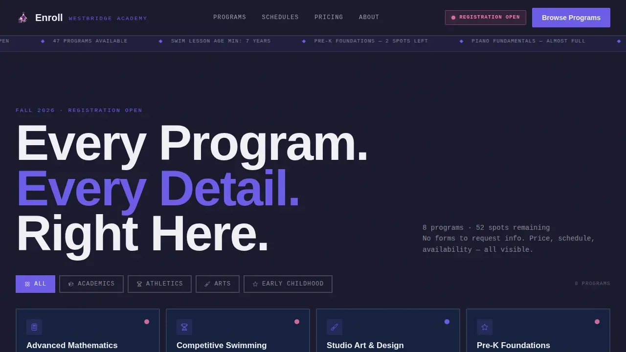 Bold Brutalist School Programs Landing Page Template