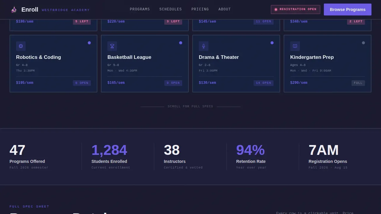 Bold Brutalist School Programs Landing Page Template