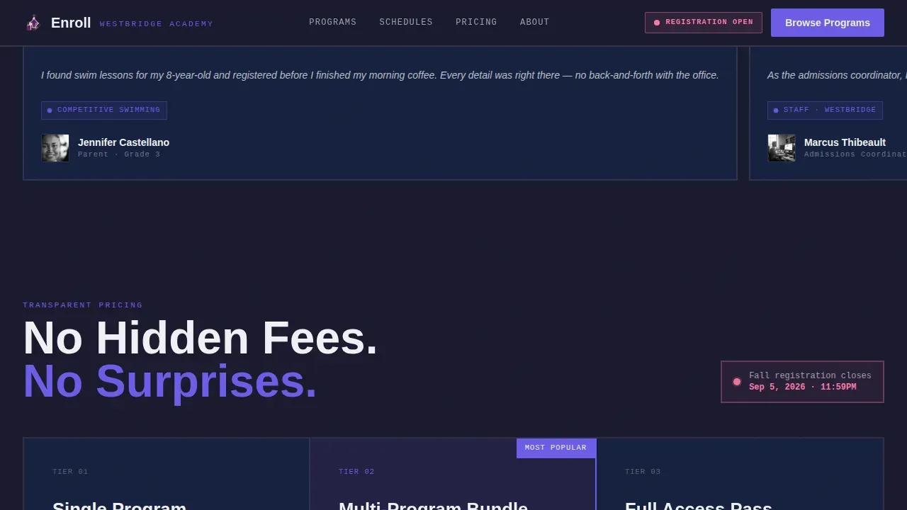 Bold Brutalist School Programs Landing Page Template