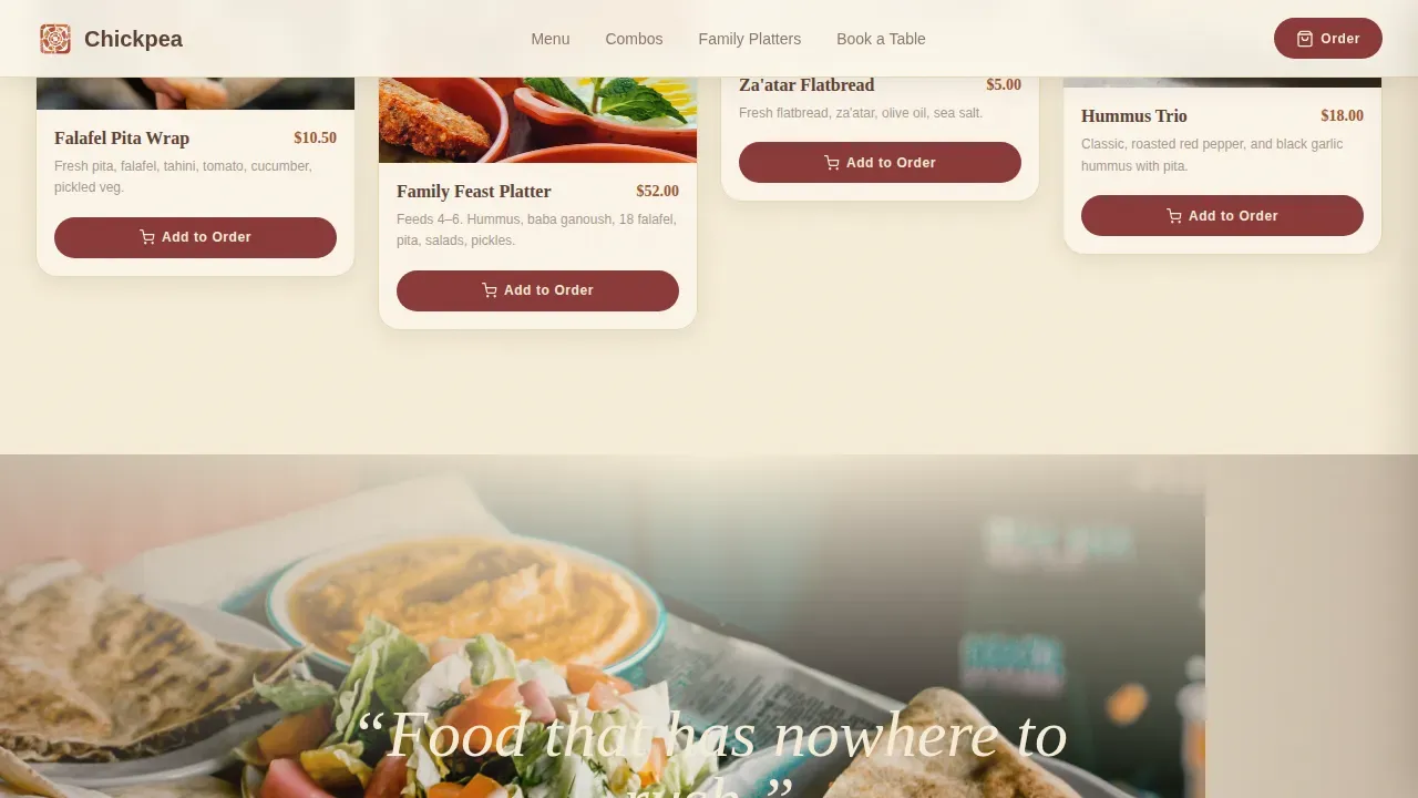 Middle Eastern Cuisine & Dining Advanced Professional Website Template