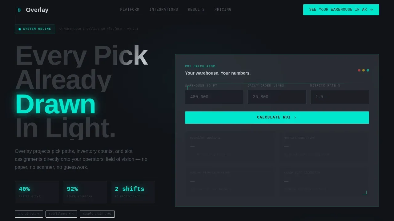 AR-Enhanced Warehouse Management Landing Page Template