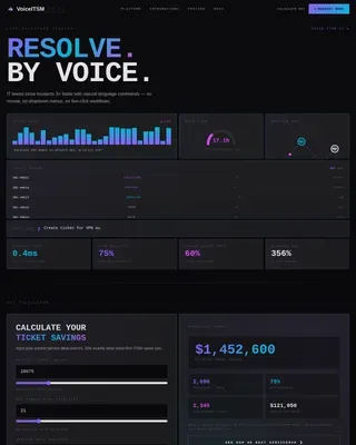 Voice-Activated ITSM Resolution Landing Page Template