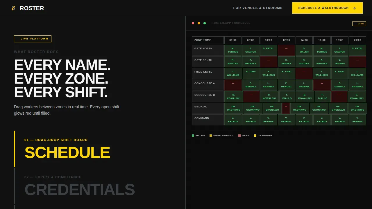 Bold Brutalist Sports Staff Scheduling Landing Page Template