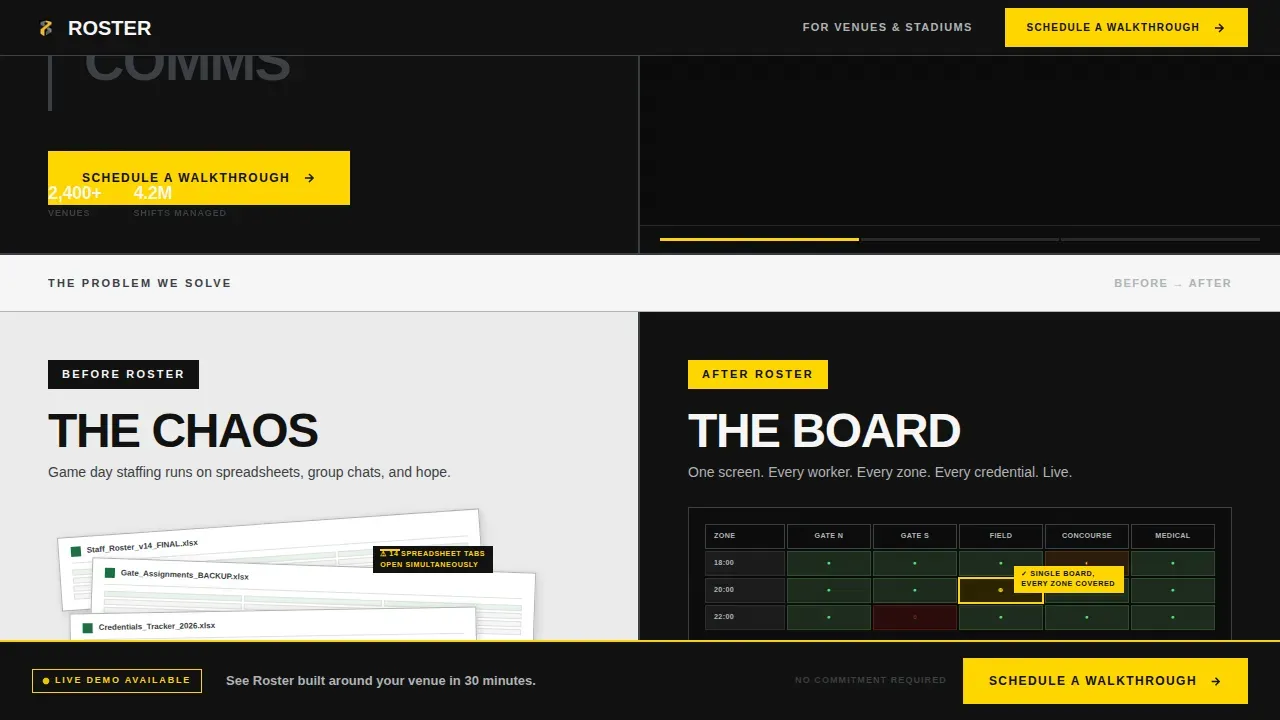 Bold Brutalist Sports Staff Scheduling Landing Page Template
