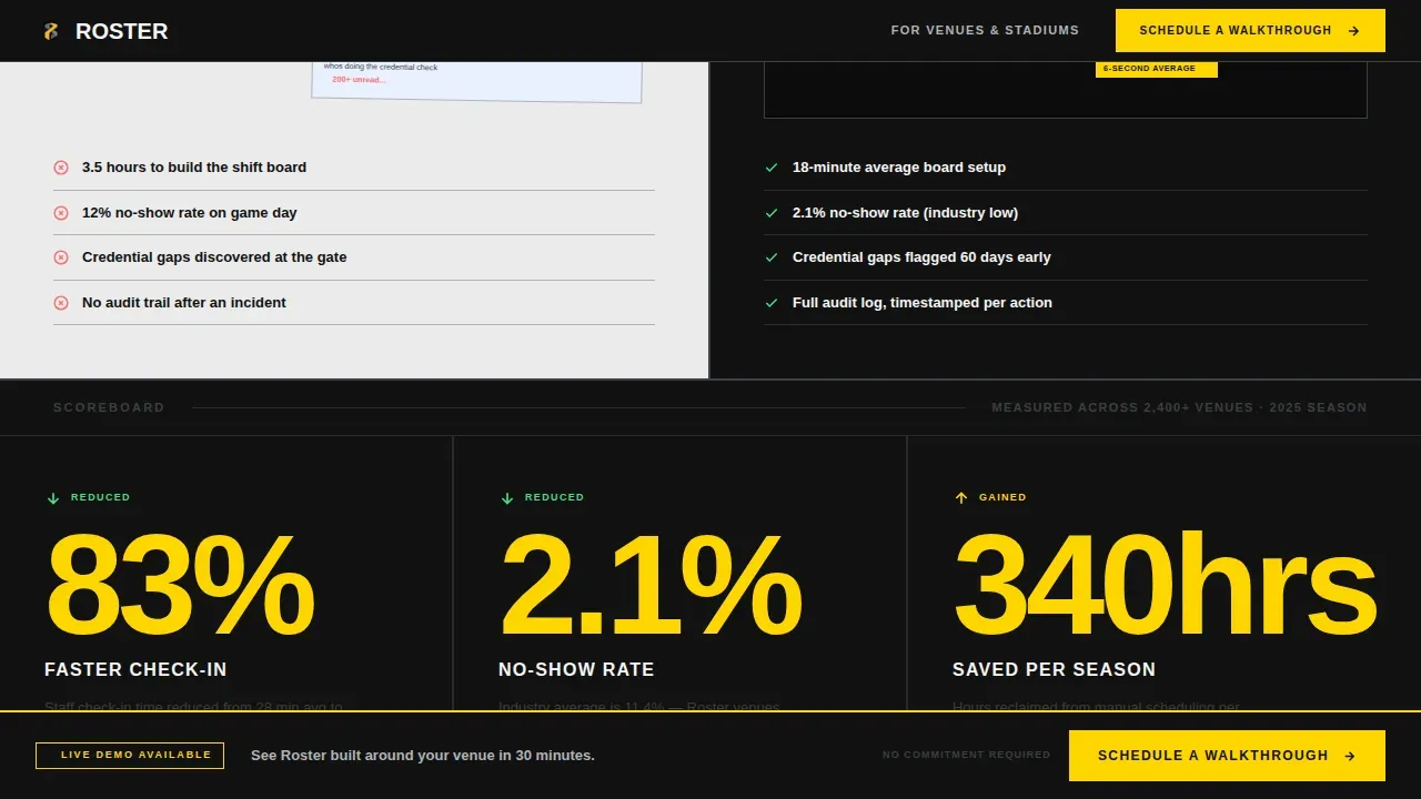 Bold Brutalist Sports Staff Scheduling Landing Page Template