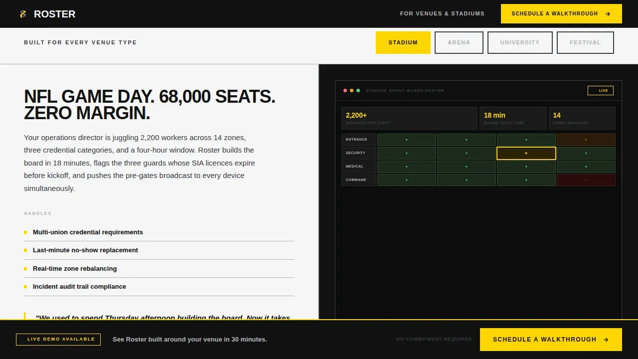 Bold Brutalist Sports Staff Scheduling Landing Page Template