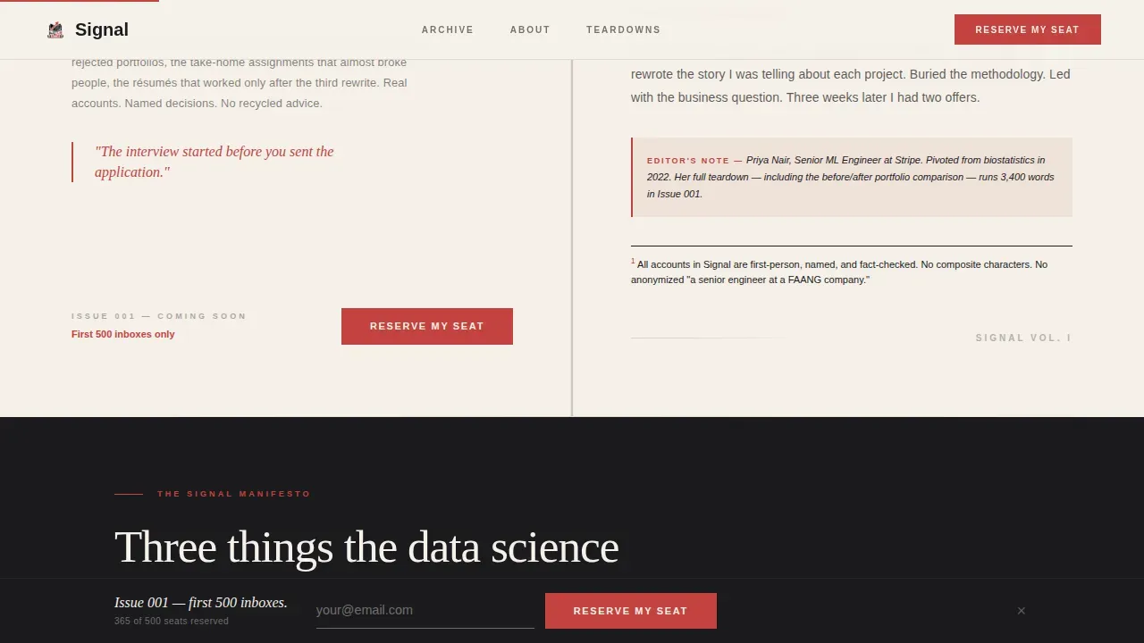 Data Science Newsletter Booking Website Template