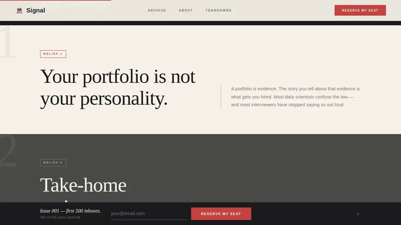 Data Science Newsletter Booking Website Template