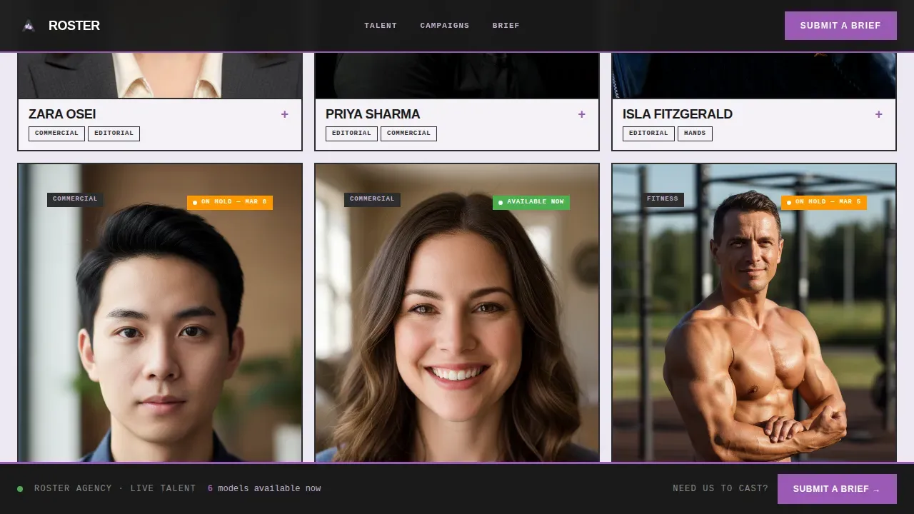 Modeling Agency Booking Website Template