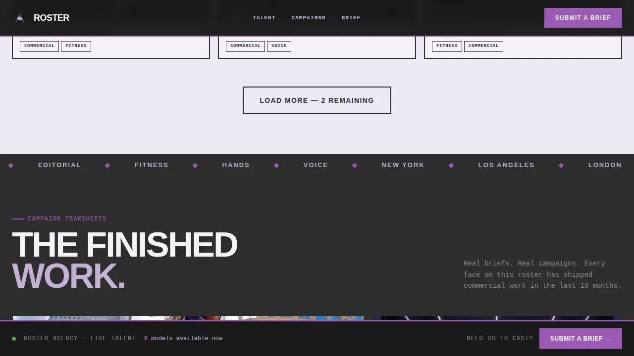 Modeling Agency Booking Website Template