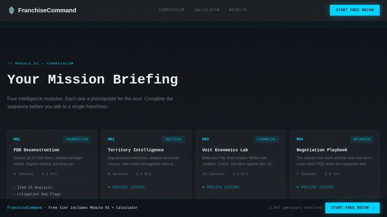 Franchise Digital Presence Cost Estimator Website Template