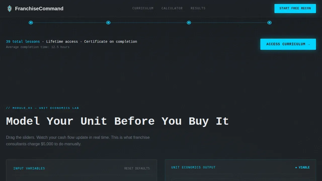 Franchise Digital Presence Cost Estimator Website Template