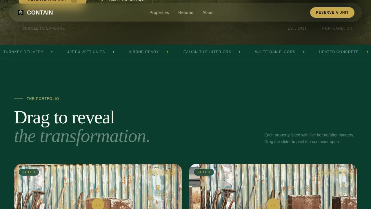 Luxury Container Home Investment Landing Page Template
