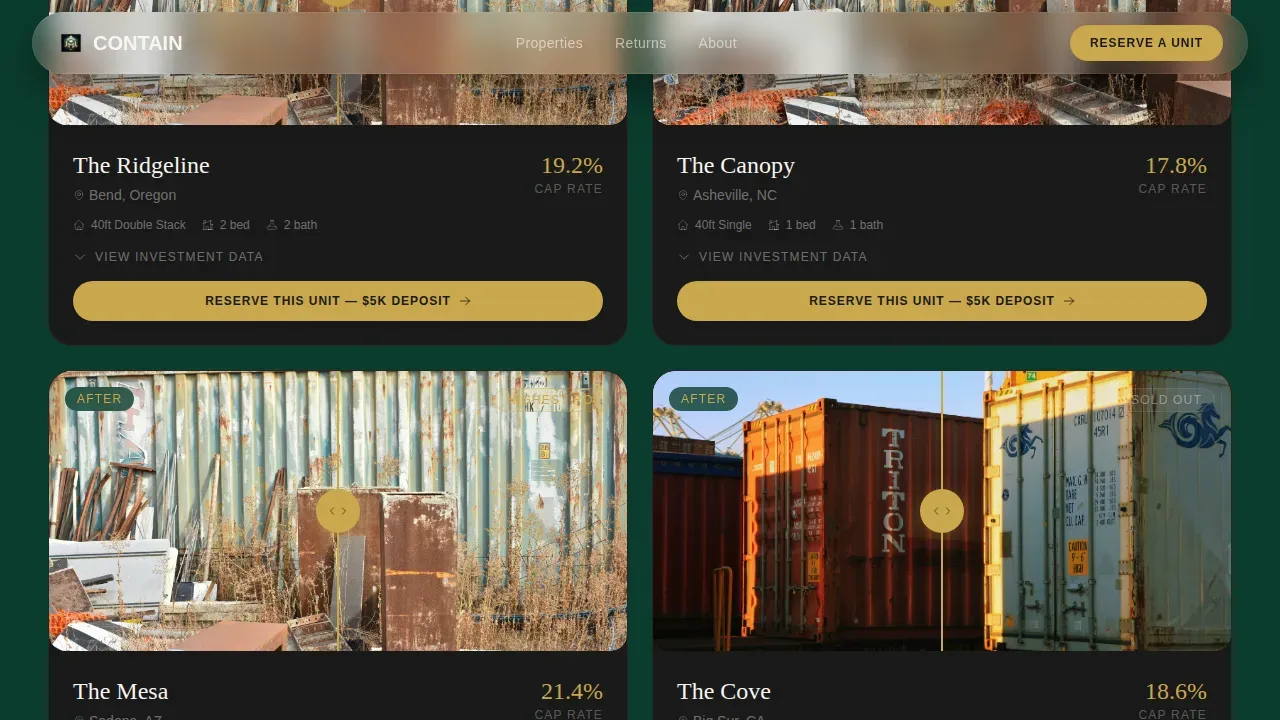Luxury Container Home Investment Landing Page Template