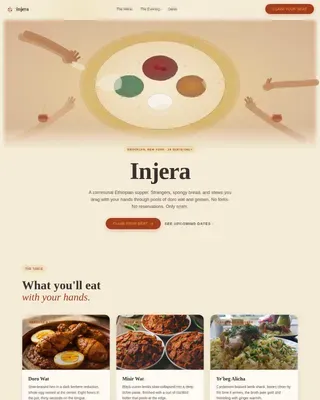 Communal Ethiopian Supper Club Landing Page Template