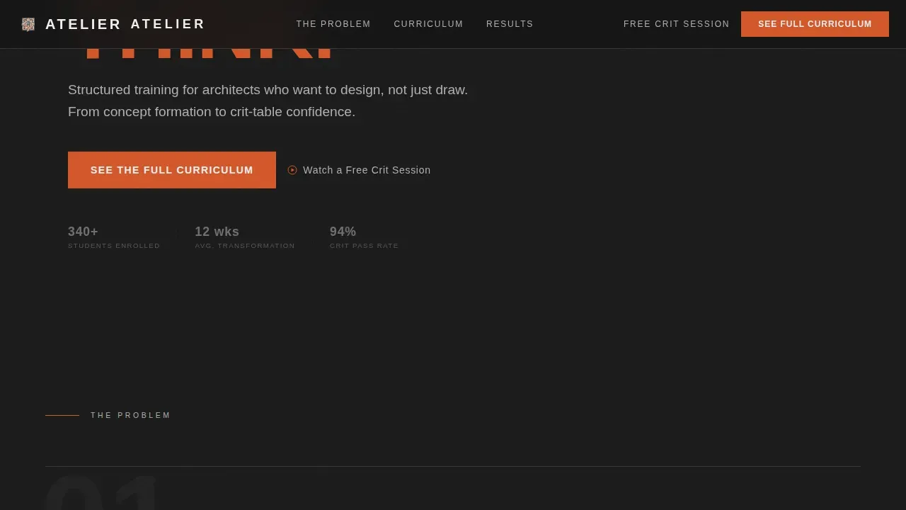 Bold Brutalist Architecture Course Comparison Landing Page