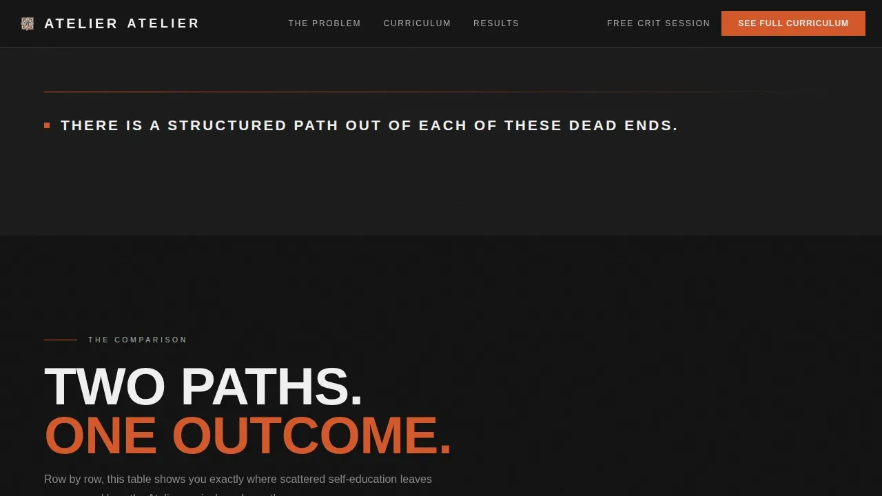 Bold Brutalist Architecture Course Comparison Landing Page