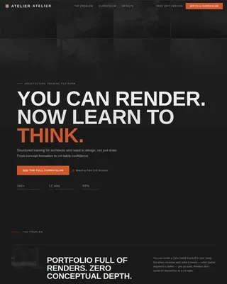Bold Brutalist Architecture Course Comparison Landing Page