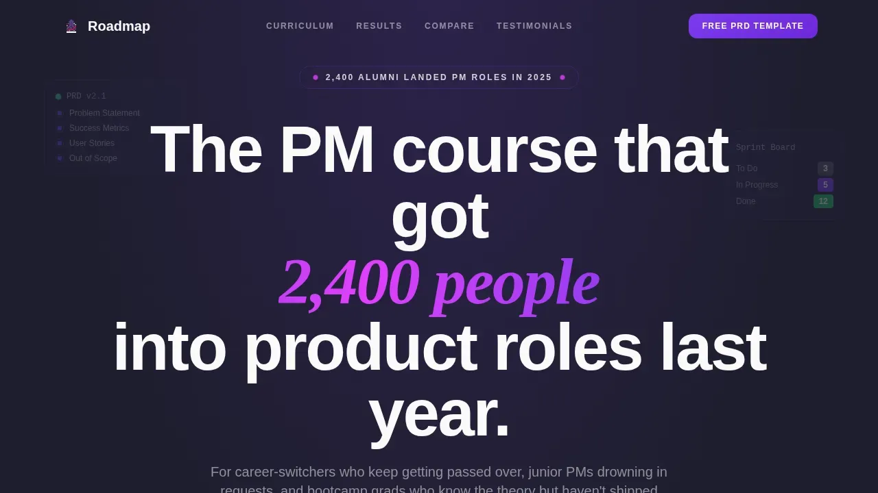 Product Management Course Landing Page Template