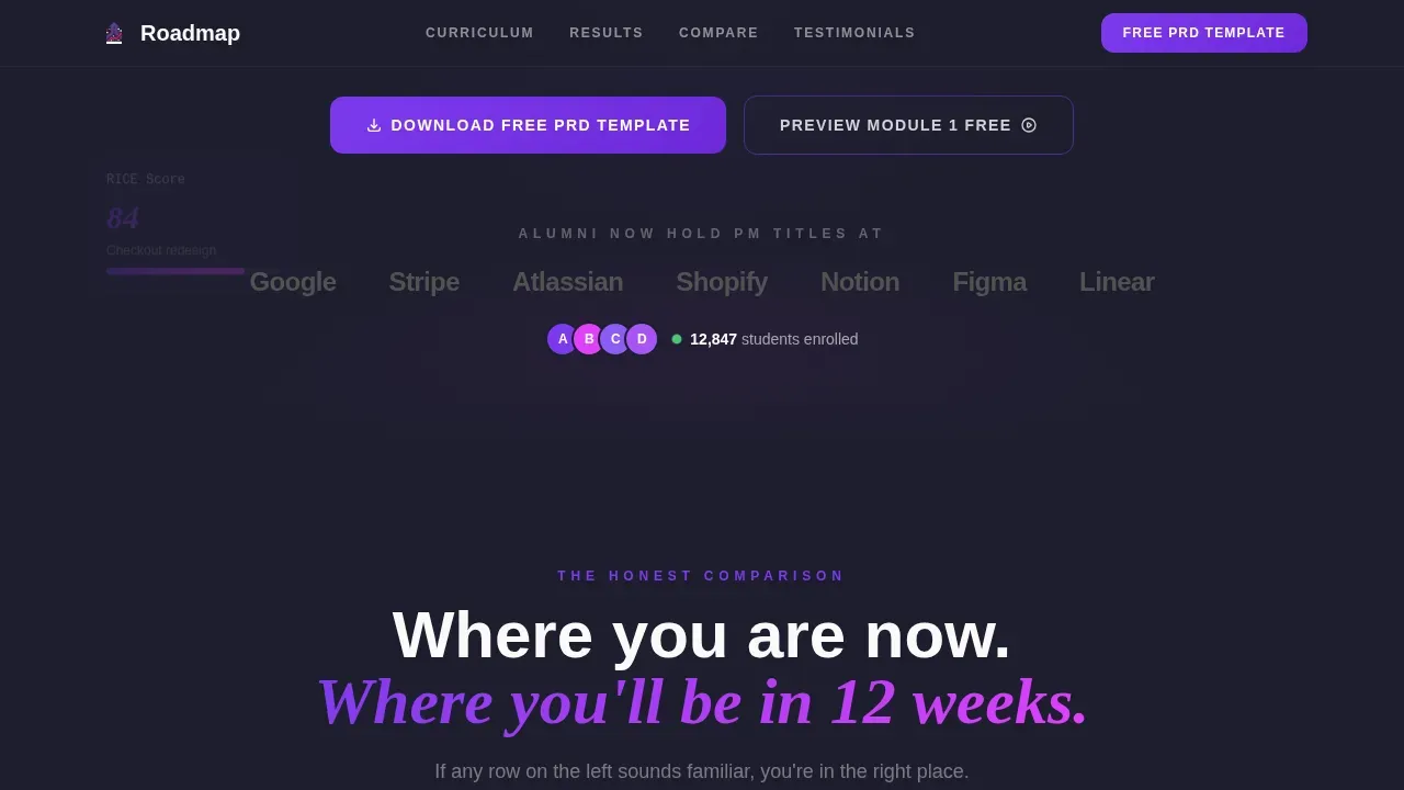Product Management Course Landing Page Template