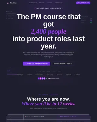 Product Management Course Landing Page Template