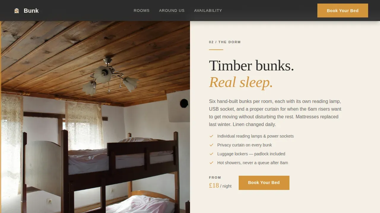 Pastoral Calm Student Hostel Landing Page Template