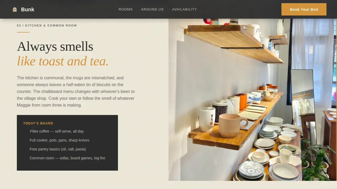 Pastoral Calm Student Hostel Landing Page Template