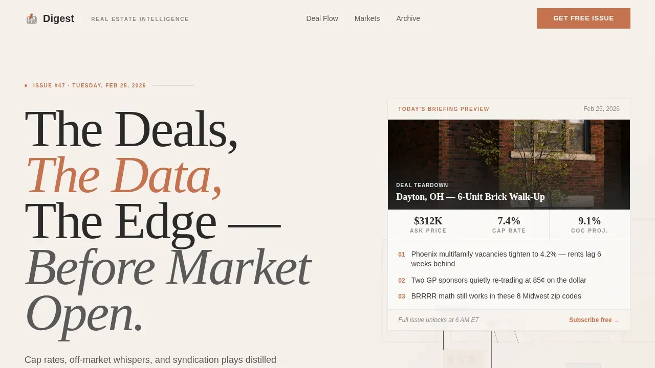 The Daily Edge Real Estate Newsletter Landing Page