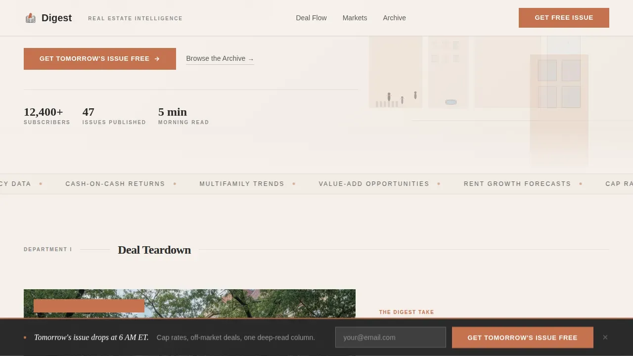 The Daily Edge Real Estate Newsletter Landing Page