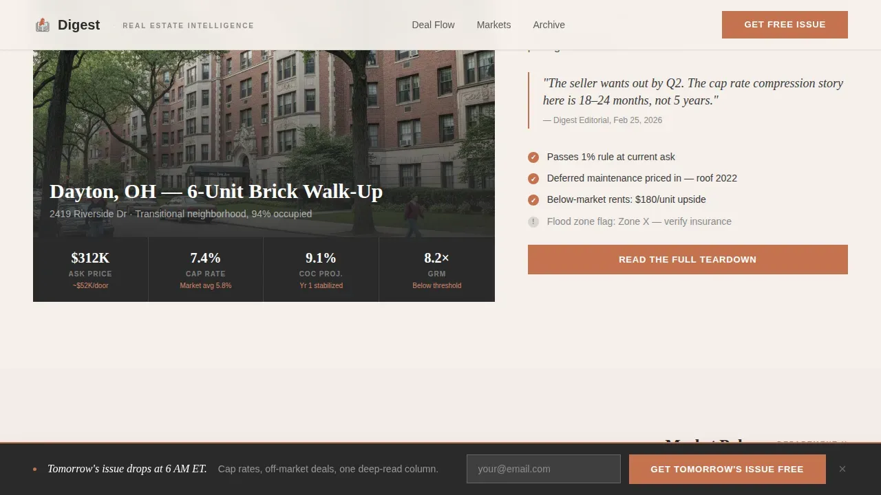 The Daily Edge Real Estate Newsletter Landing Page