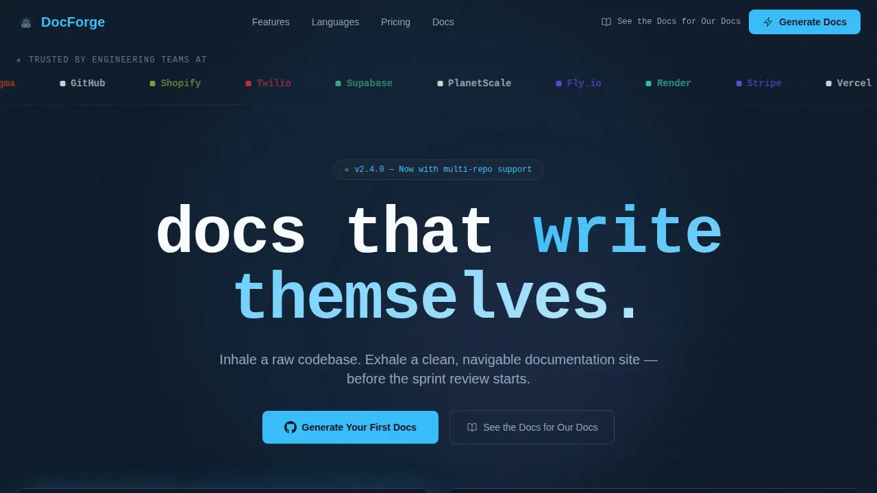 Auto-Generated Developer Documentation Landing Page Template