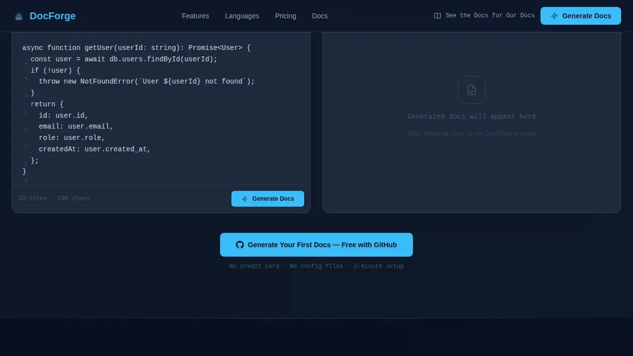 Auto-Generated Developer Documentation Landing Page Template