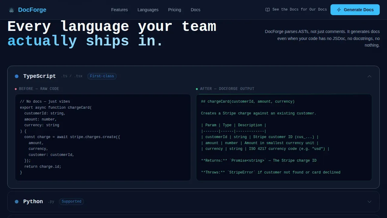 Auto-Generated Developer Documentation Landing Page Template