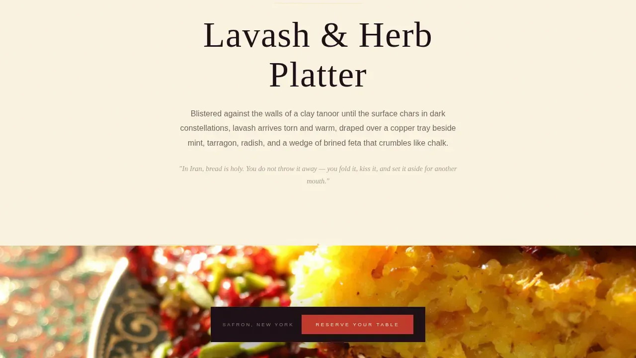 Middle Eastern Cuisine & Dining Blog Website Template
