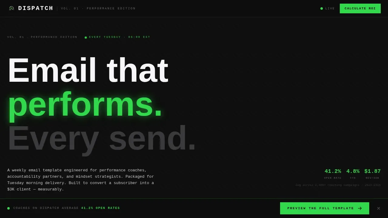 Carbon Fiber Performance Coaching Landing Page Template