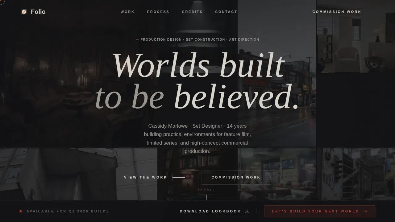 Dark Set Designer Portfolio Landing Page Template